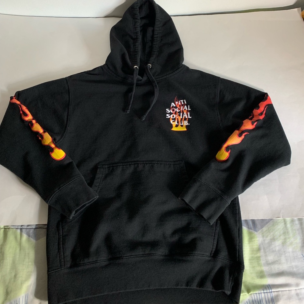 used 2019 anti social social club firebird flame hoodie size Small